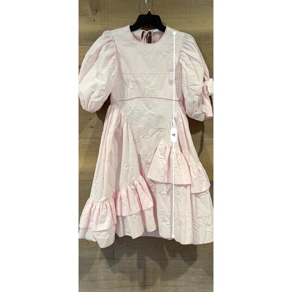 NEW CECILIE BAHNSEN Danita asymmetric-ruffle back-tie cotton dress Size US 2 - Picture 10 of 12